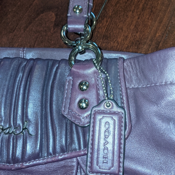 Coach Ashley Pleated Satchel in Purple Leather - Picture 3 of 16